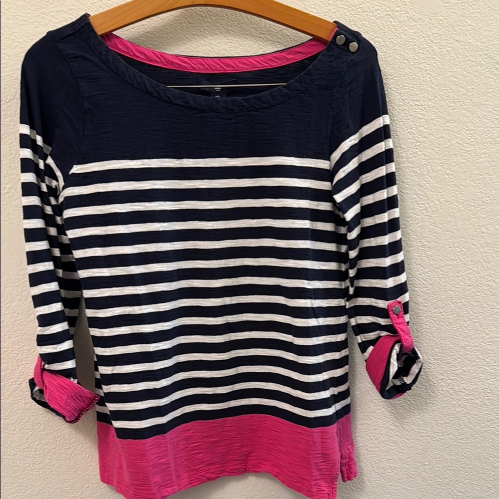 GAP Pink and Blue 3/4 Sleeve Boxy Blouse